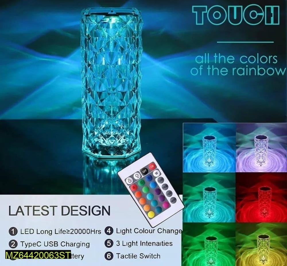 Crystal Diamond Table Lamp, 16 RGB Color