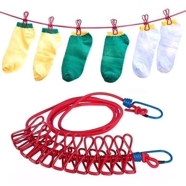 Elastic Cloth Drying Hanging Clothesline Rope - Pack Of 3