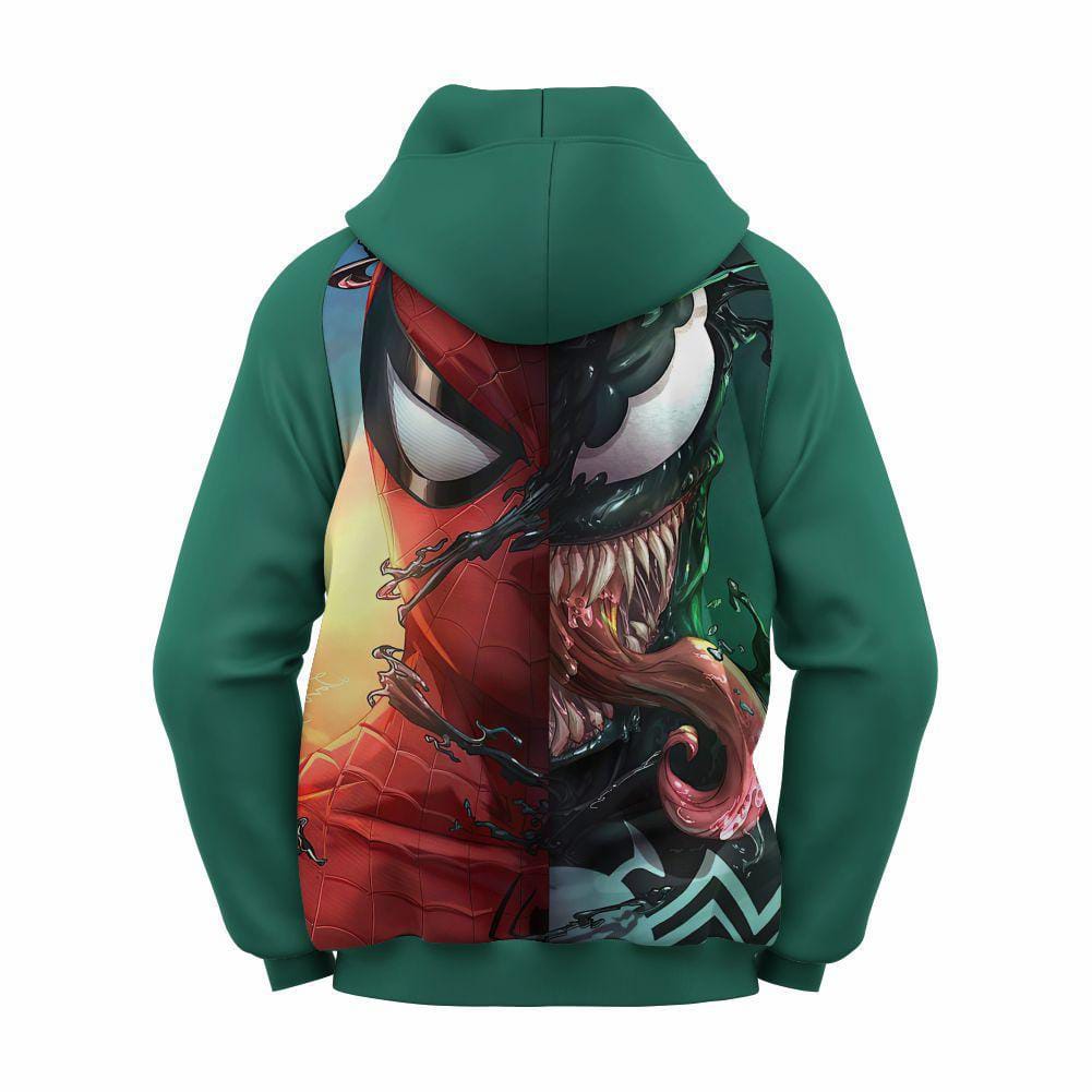 Green Printed Polyester Hoodie for Boys