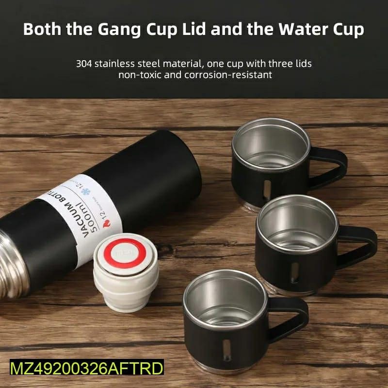 3 In 1 Vacuum Flask Thermos With Cup Set