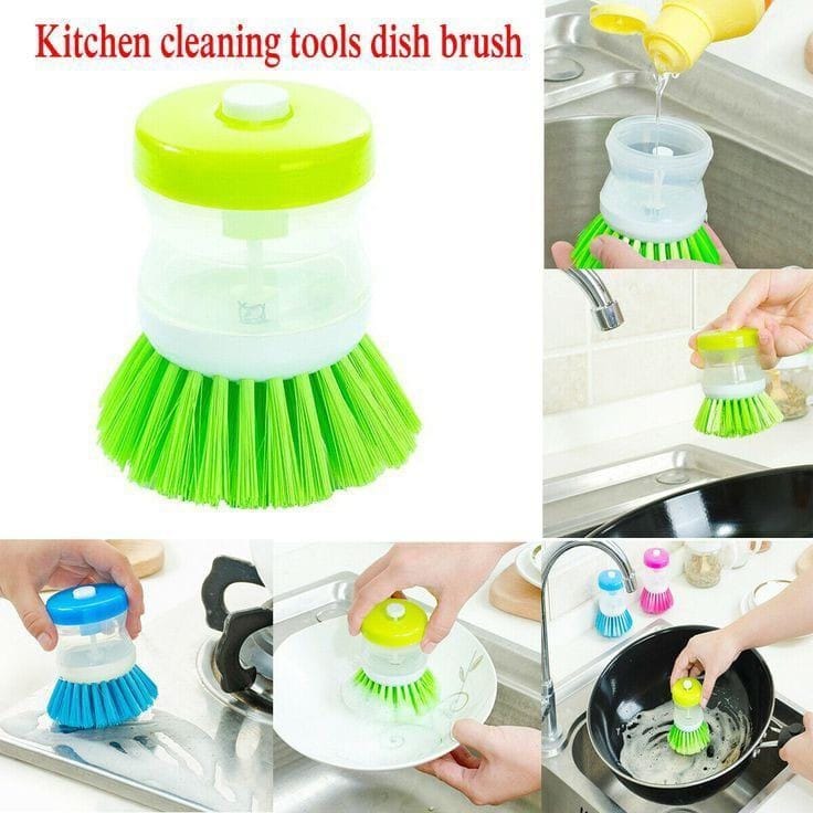 1 Pc Dishwashing Brush With Soap Dispenser